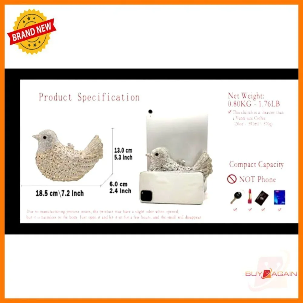 Mini Rhinestone Evening Clutch with Detachable Straps for Weddings & Parties